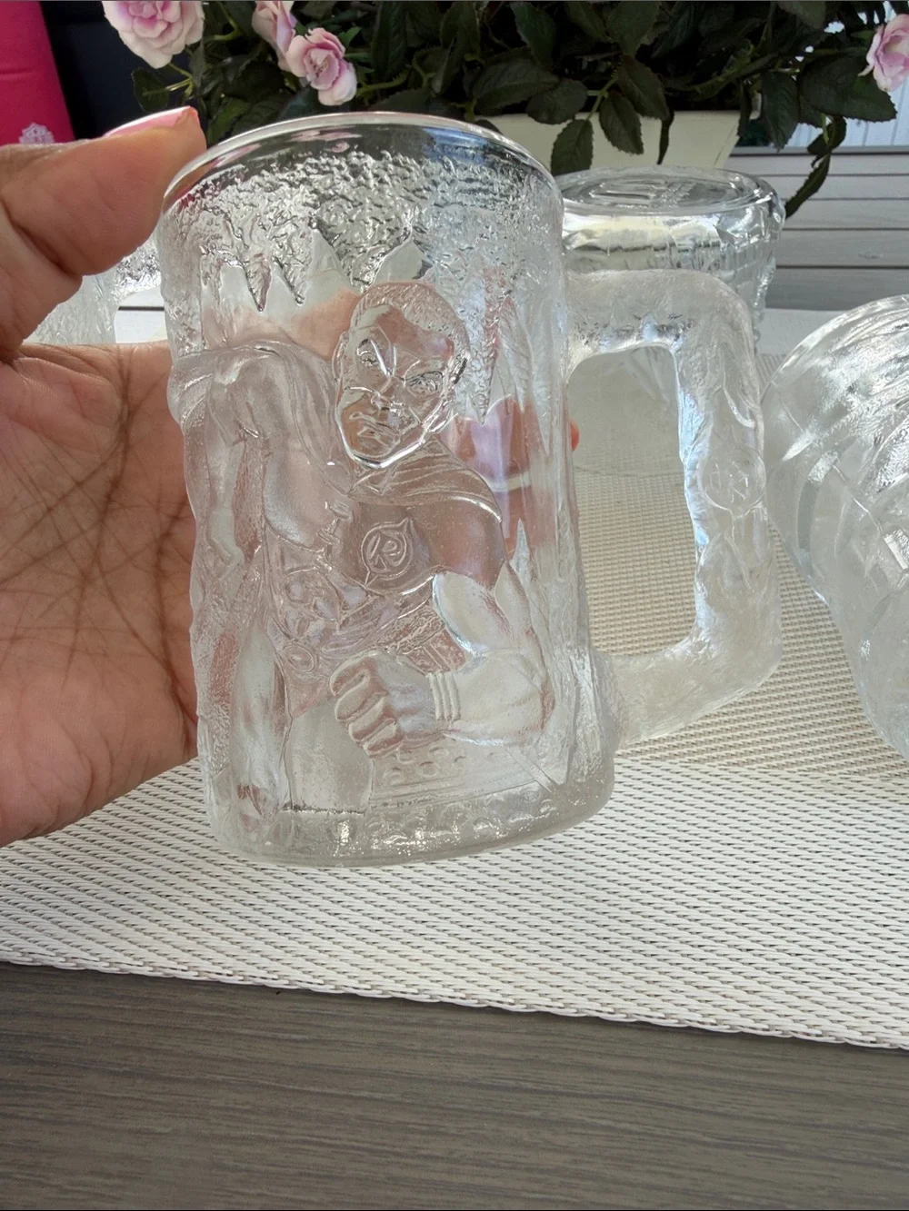 1995 McDonald’s BATMAN FOREVER DC COMICS thick glass set of 5 glass cups